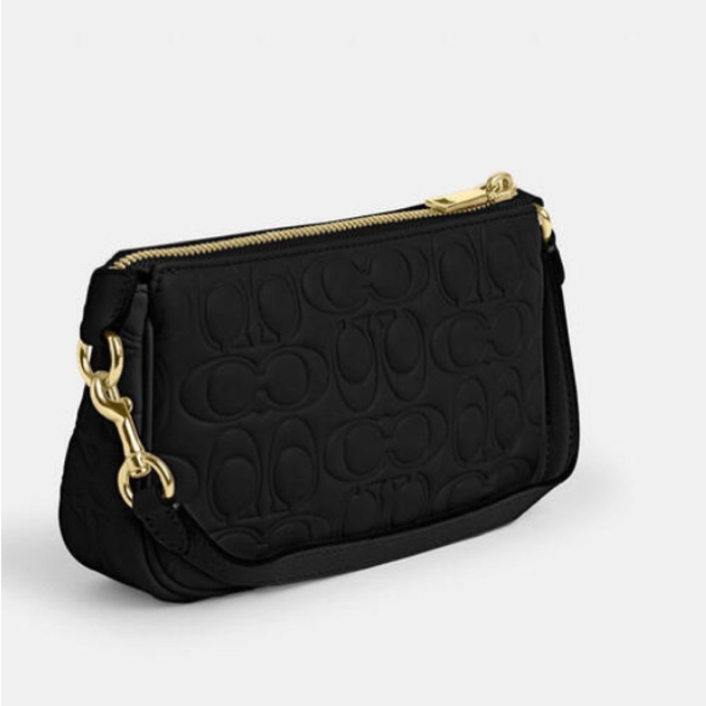 🖤💛Coach NWT Black Nolita 19 In Signature Embossed Leather With Gold Hardware - Picture 2 of 10